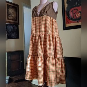 Priscilla Tiered Ruffle Dress in Autumn Checks